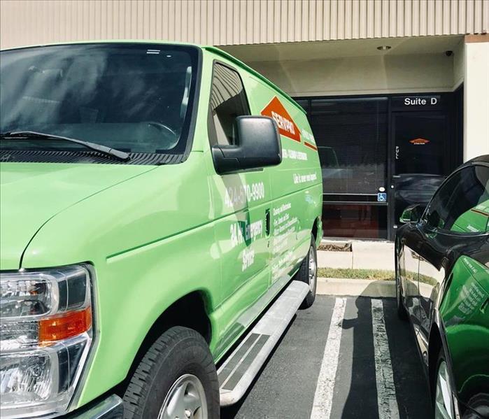 Servpro van parked in front of the business building