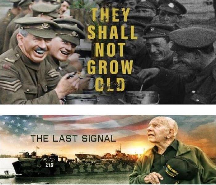 Movie poster with the titles:THEY SHALL NOT GROW OLD and THE LAST SIGNAL