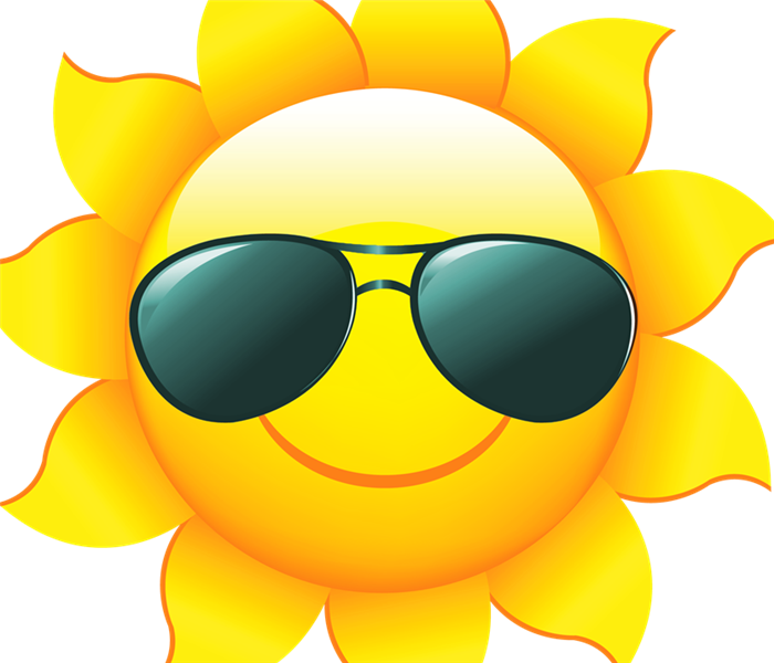 Cartoon sun with sunglasses